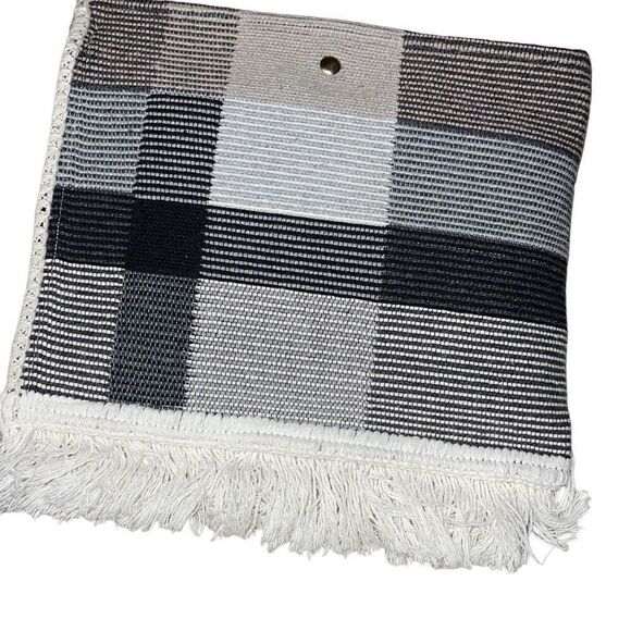 Loo Loo Bags Homemade Natural Boho Fringe Removable Tassel NWT Gray White 11” x‎ - Picture 2 of 5